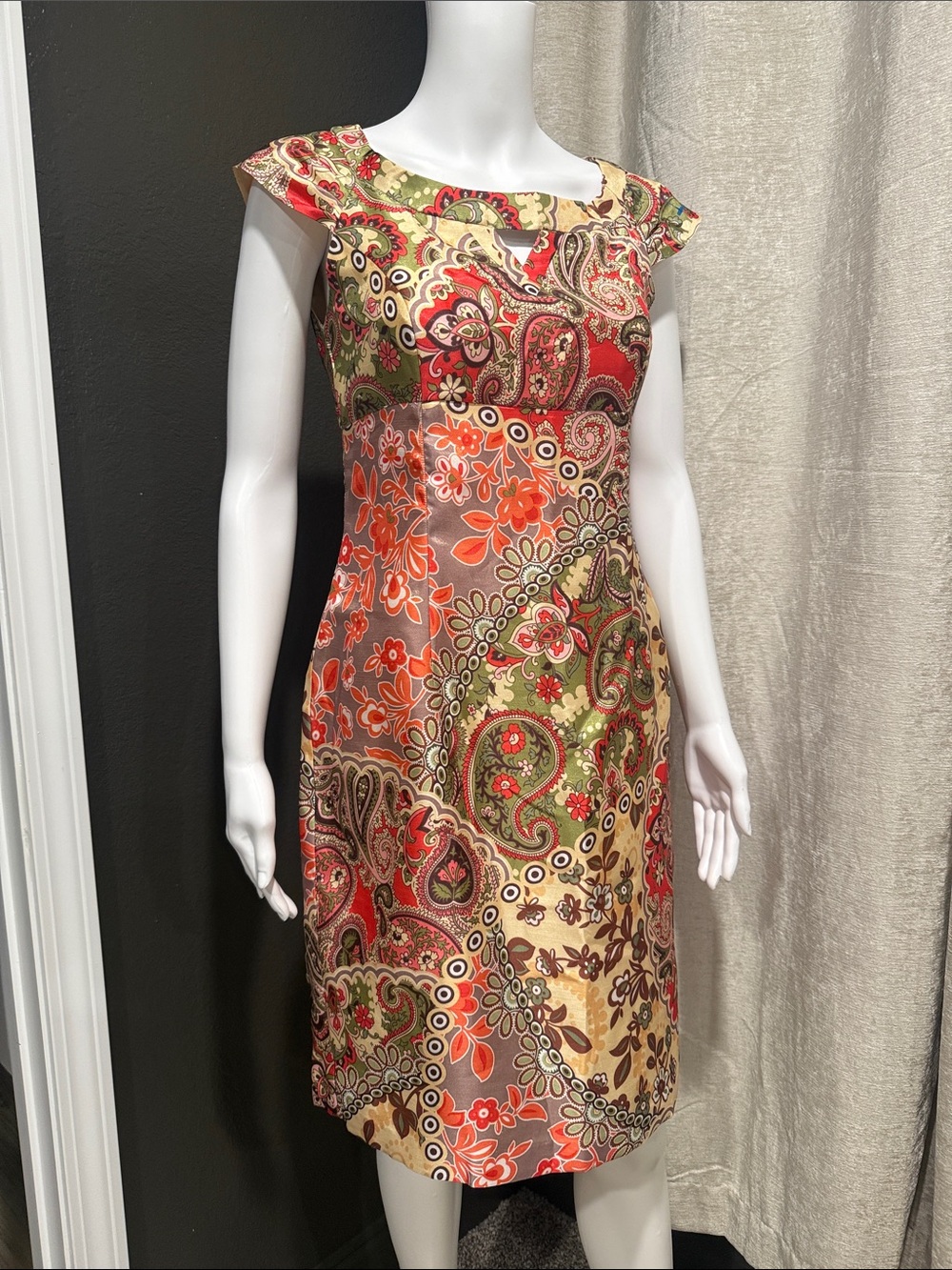 Liz Claiborne Paisley Cap-Sleeve Sheath Dress
